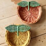 Small vintage wicker baskets in the shape of orange and lemon fruit