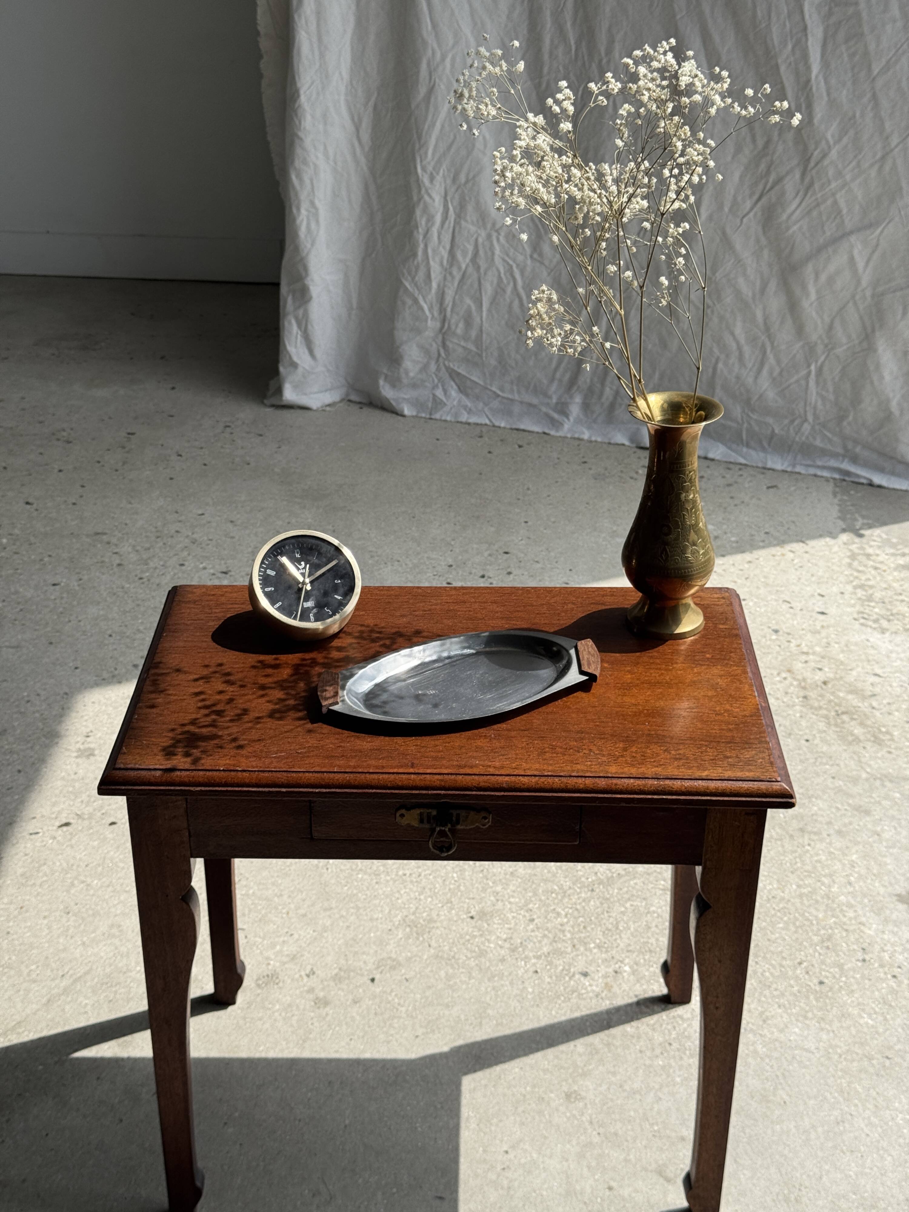 Small oval tray in modernist metal and wood