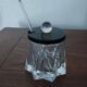 Salt shaker, pepper shaker, mustard pot, sugar bowl in crystal.