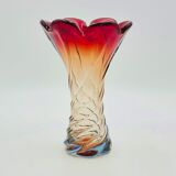 Labelled vintage italian twisted murano glass vase, 1960s