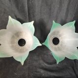 TBE / Vintage 2 Lampshades / pressed molded glass D 4 cm Base