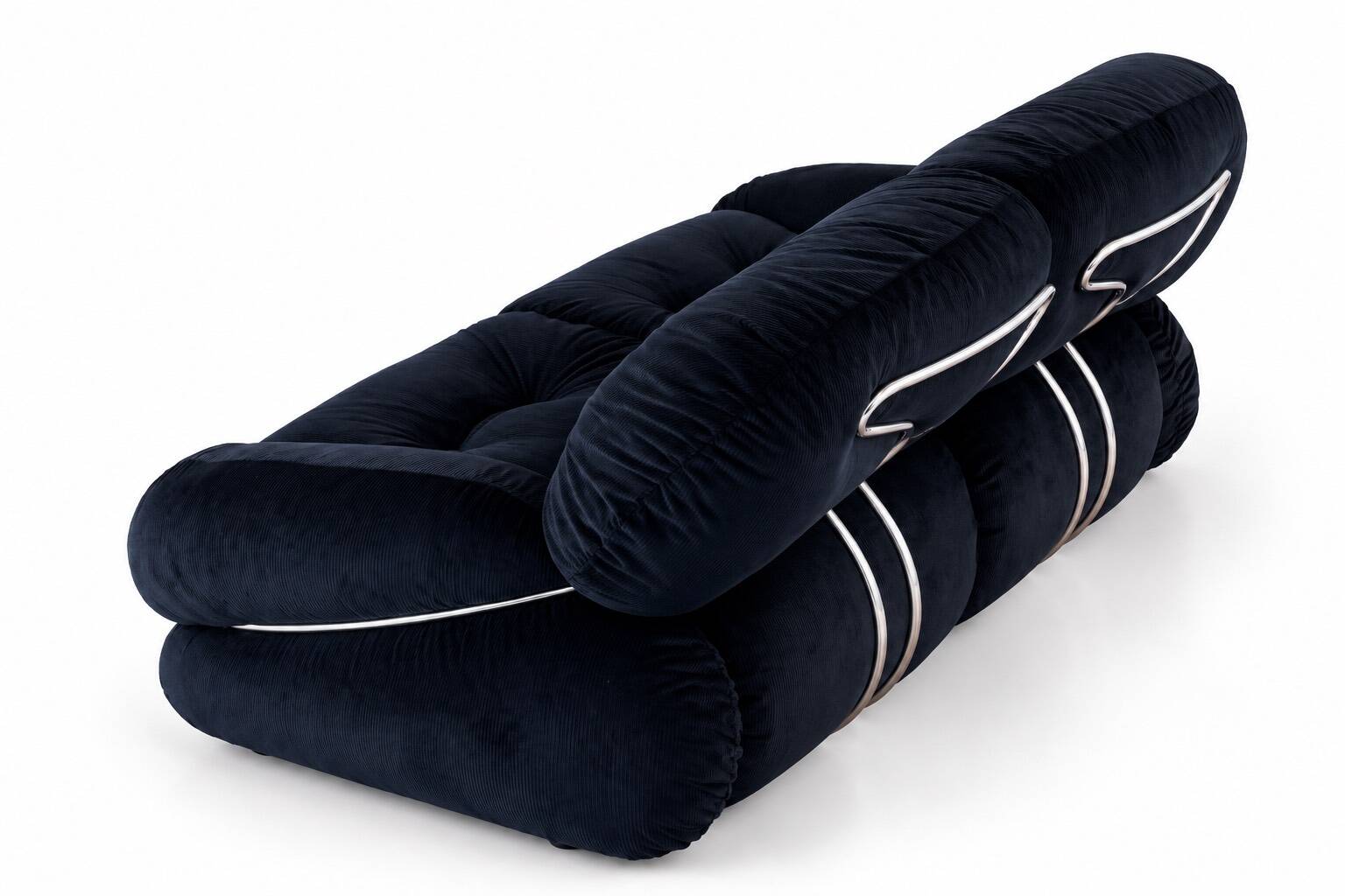 “Okay” 2-seater sofa by Adriano Piazzesi, Italy, 1970s – newly upholstered in black Prada velvet