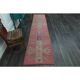 1970s Vintage Turkish Handmade Wool & Cotton Pink Runner Rug 76x344