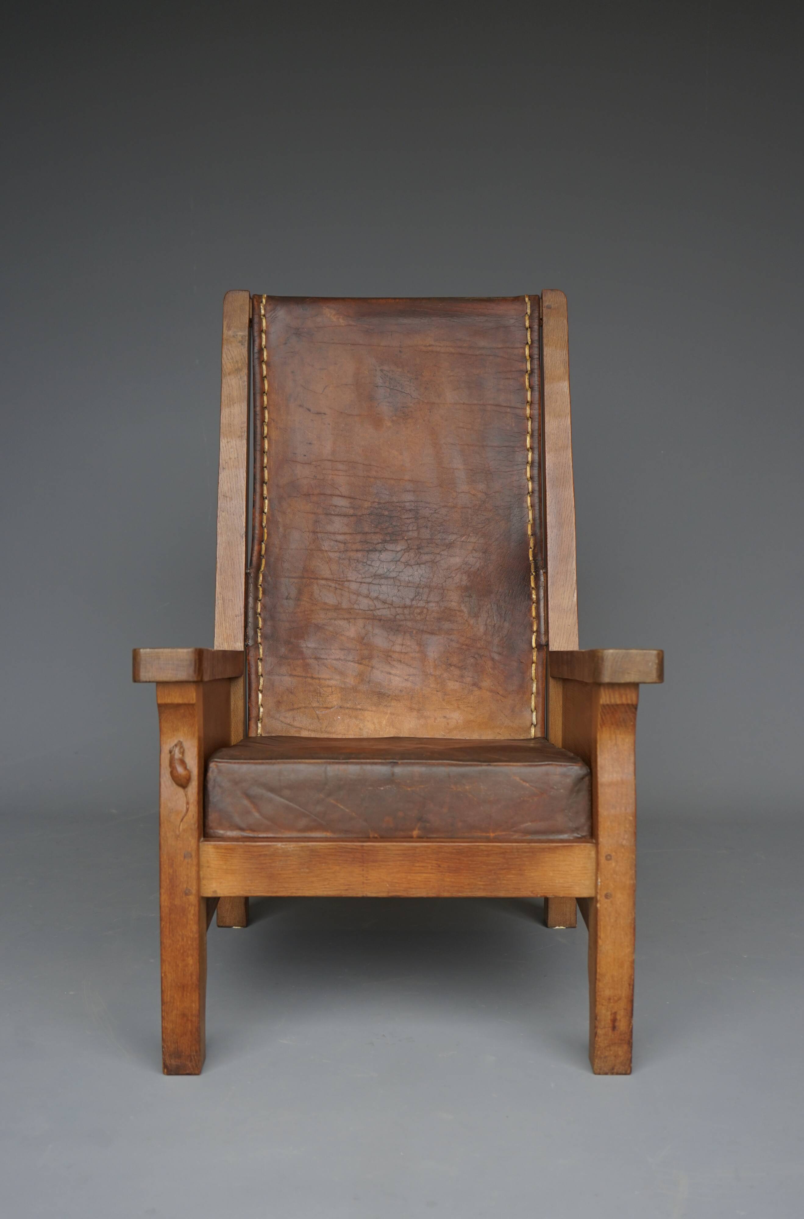 Oak Armchair by Robert Mouseman Thompson, 1940s