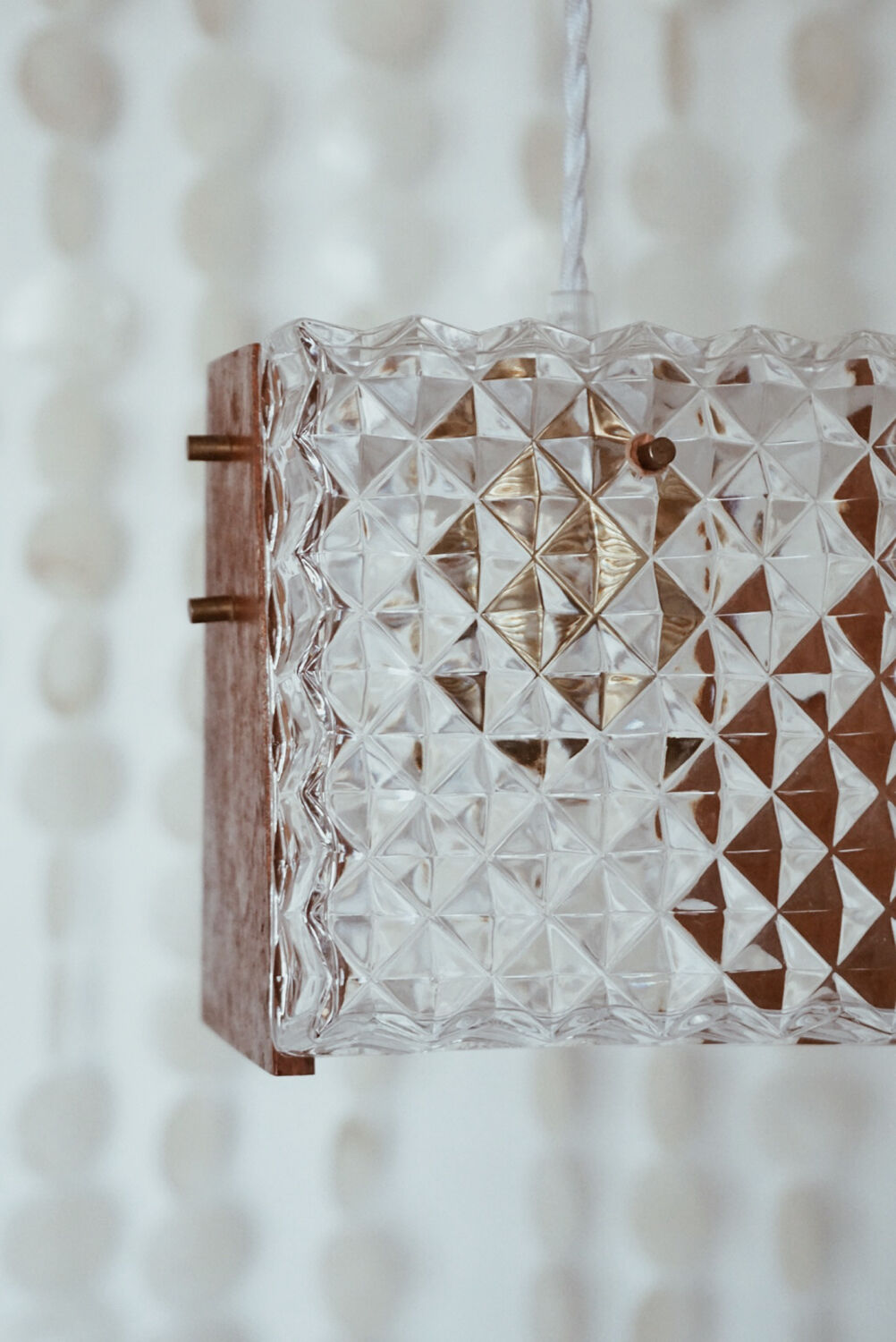 Scandinavian teak and glass pendant light 🌿 Vintage