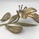 Vintage flower ashtray in solid gold-plated brass with six removable petals from the 60s/70s