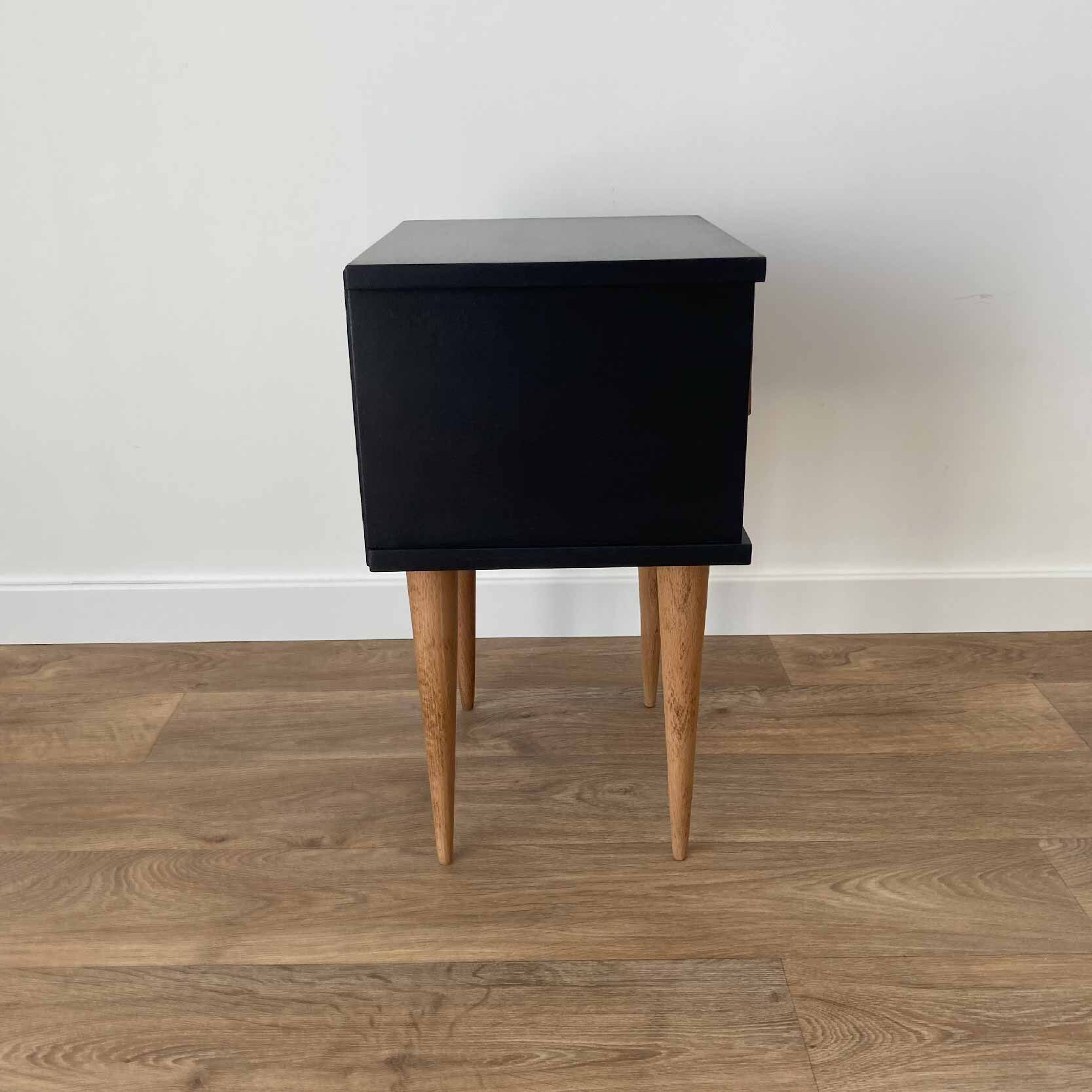 Black bedside, a drawer