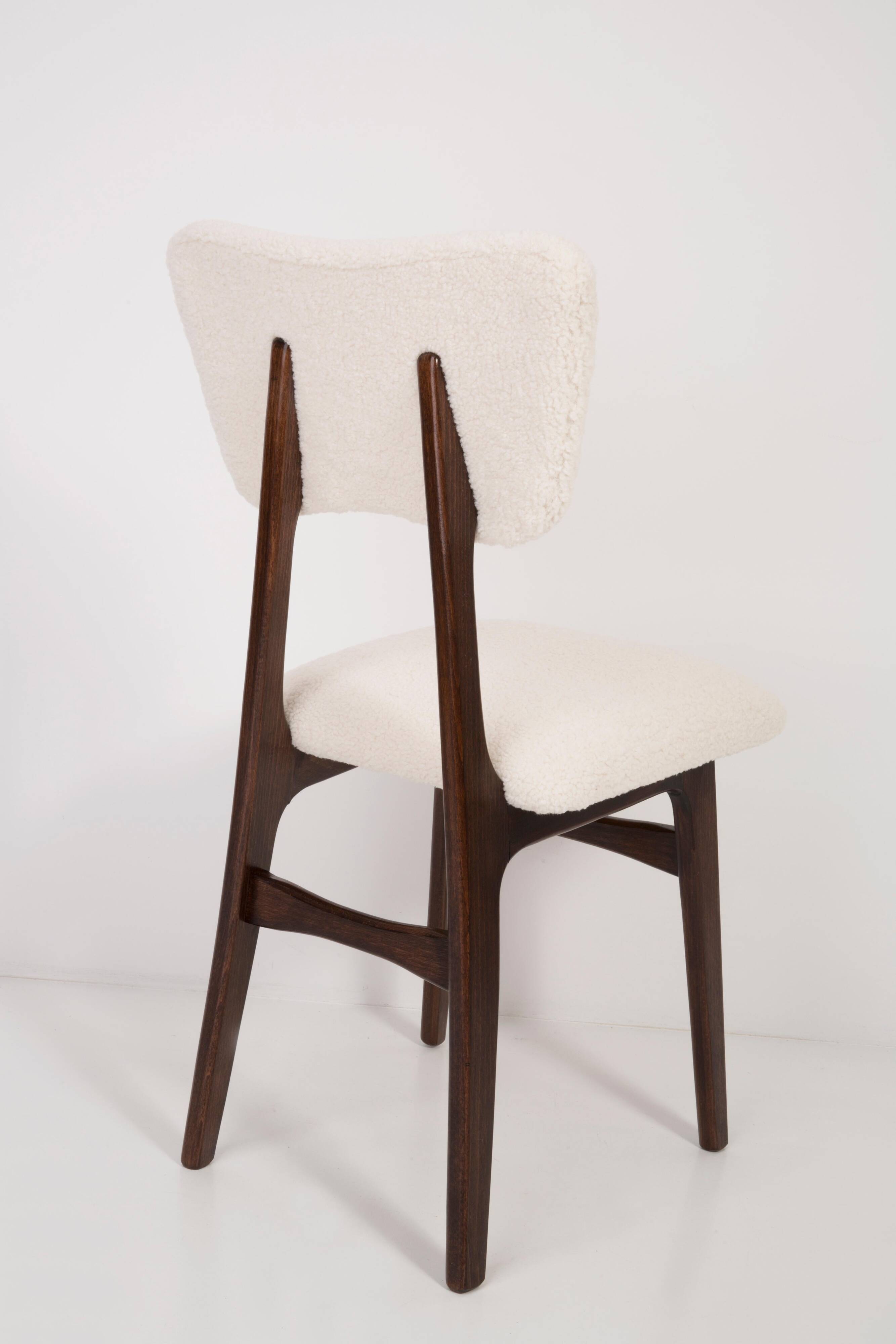 Mid-century modern chair in light cream boucle, 1960s