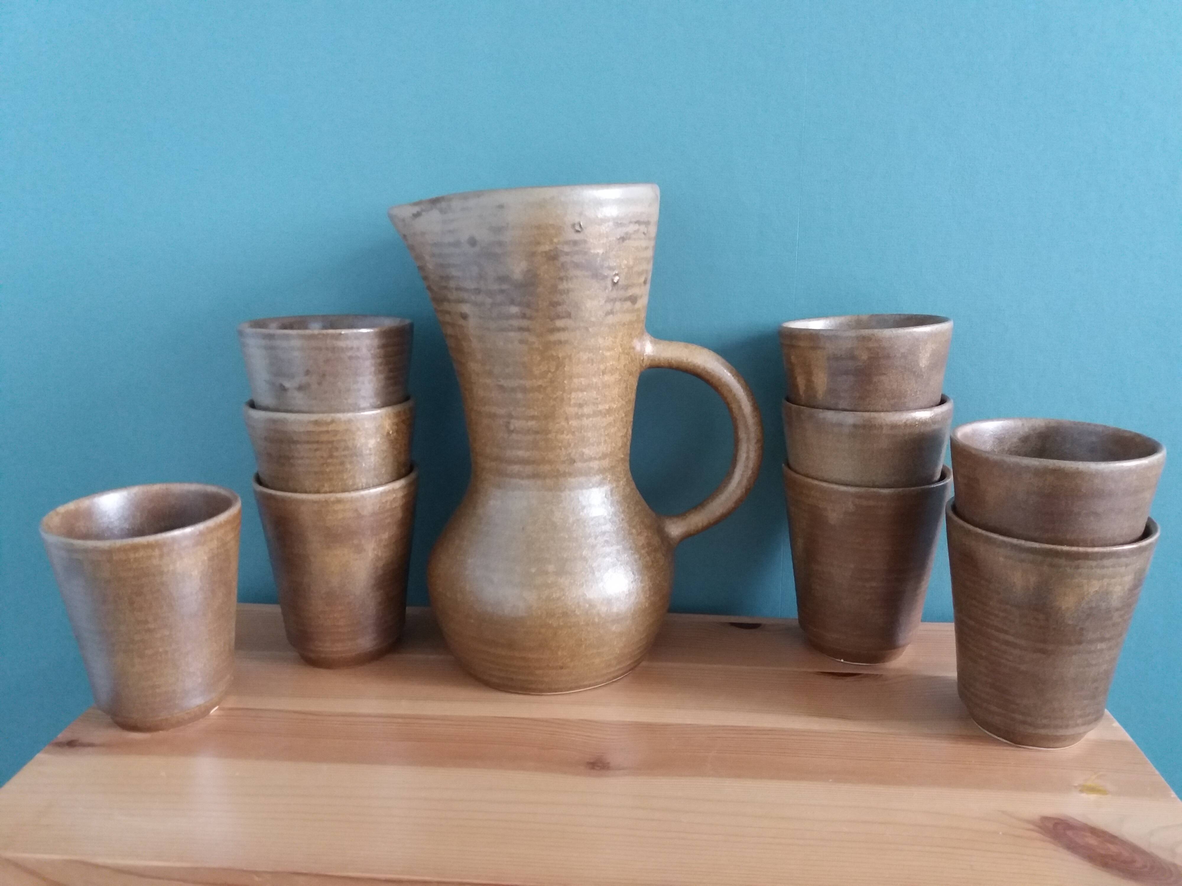 Digoin stoneware cider or orangeade service