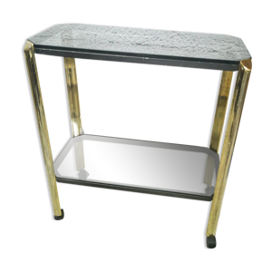 Console dorée et verre