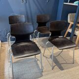 Ensemble de 4 chaises Pagholz Flototto wenge et chrome 1970 Allemagne