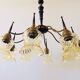 Atomic Age Design Brass and Glass Chandelier, 1950s