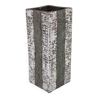 1970s European brutalist ceramic vase – tall textured mid-century modern form