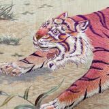 Important Set of Three Indochinese Silk Embroidered Tapestries