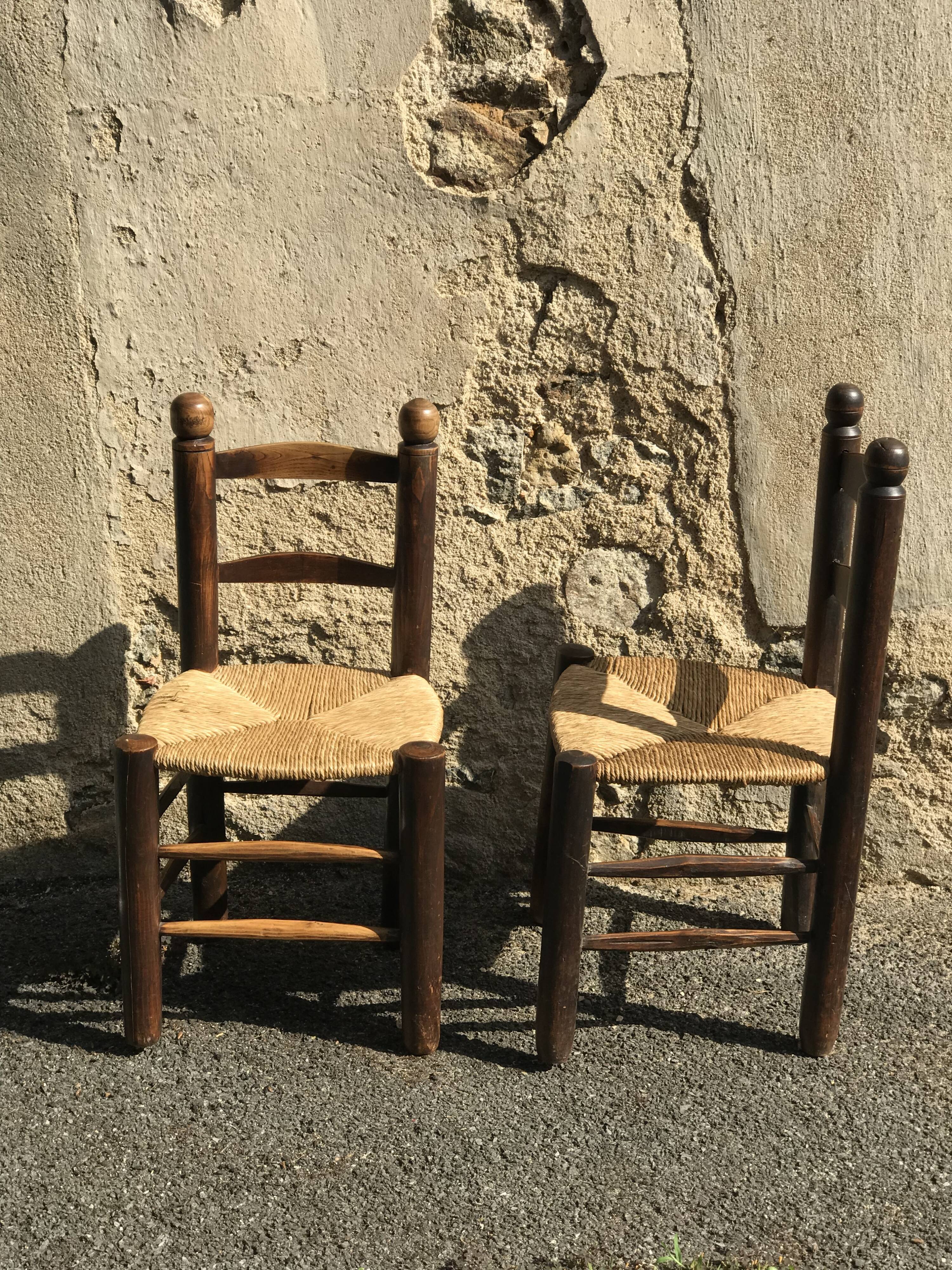 Pair of straw chairs