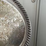 Vintage Silver Metal Tray Floral Rococo Pattern 55x40cm 1970