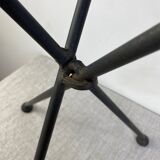 Folding pedestal table in wrought iron and wood