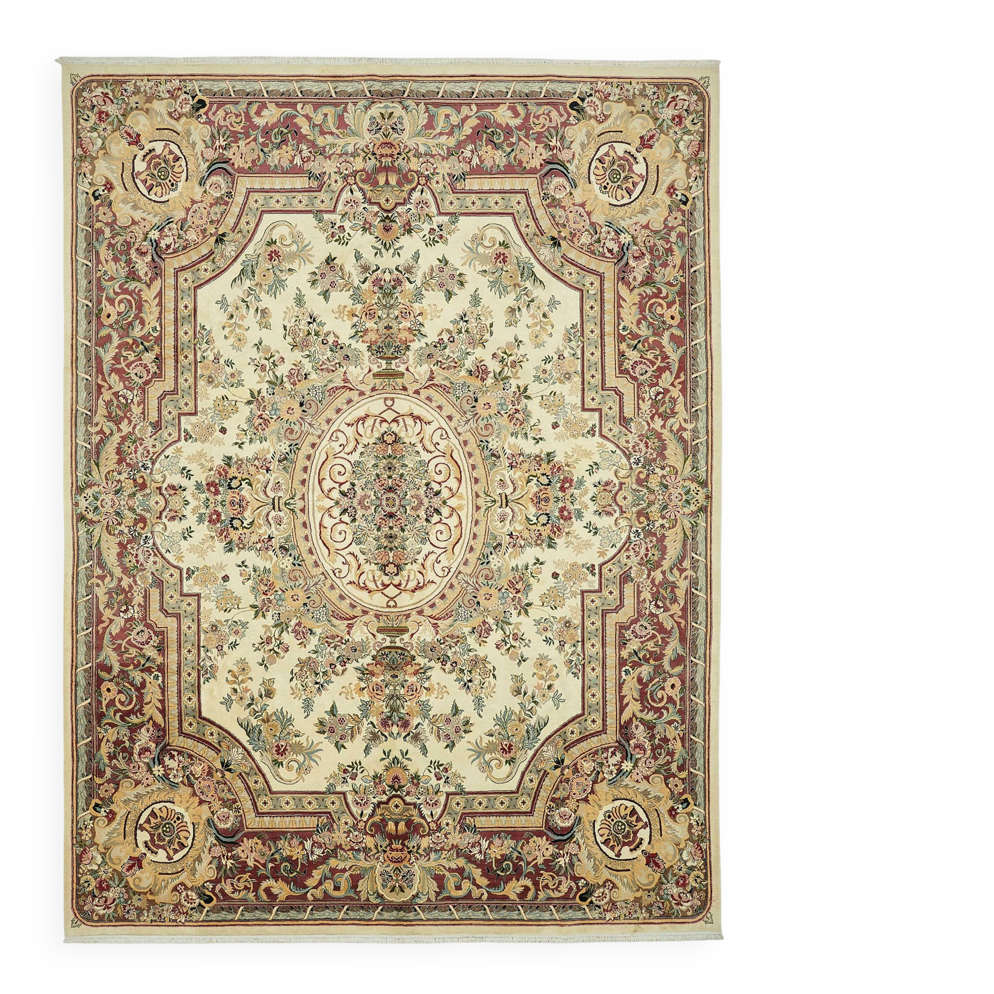 Tapis Oushak en laine noué à la main turc 274 cm x 368 cm