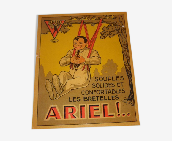 Ancienne affiche publicitaire "Bretelles Ariel" , années 50 | Selency