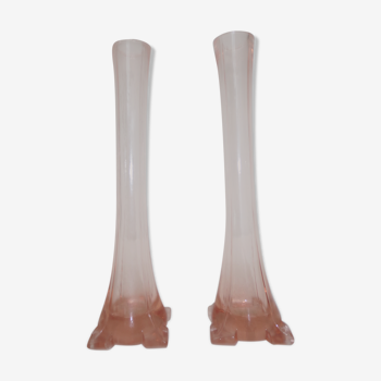 Pair of salmon glass soliflores 40 years