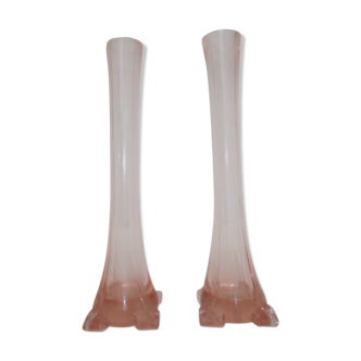 Pair of salmon glass soliflores 40 years