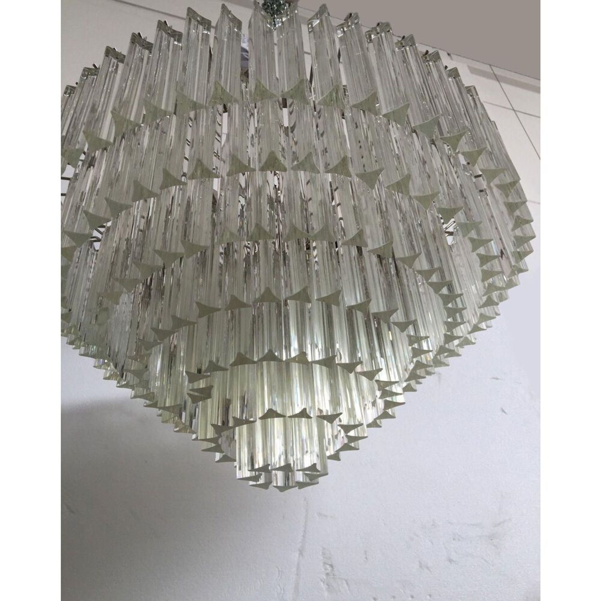Contemporary clear triedro murano glass chandelier