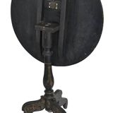 Napoleon III period gueridon in blackened wood with burgauté decoration and painting.