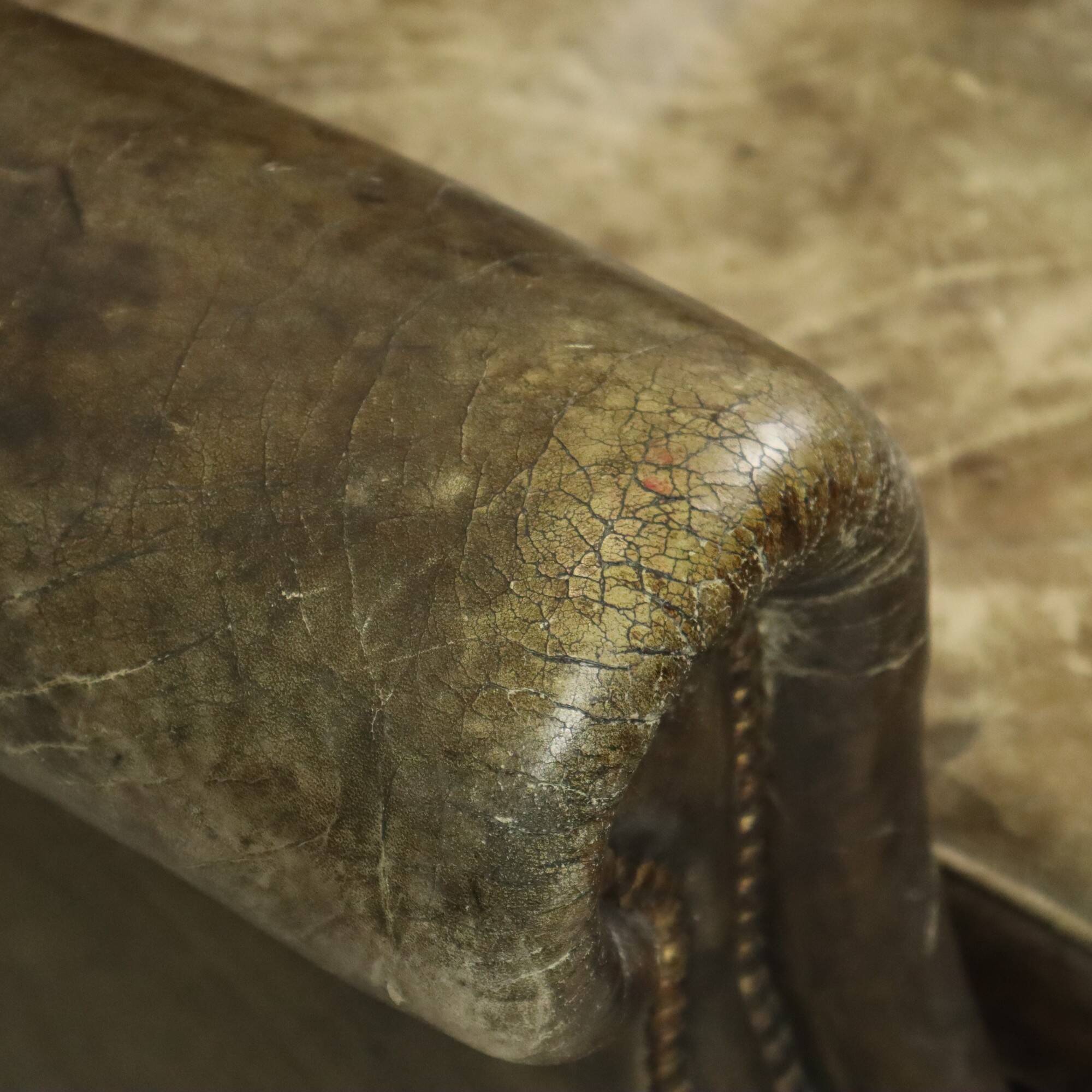 Old Green Chesterfield Armchair Wingchair