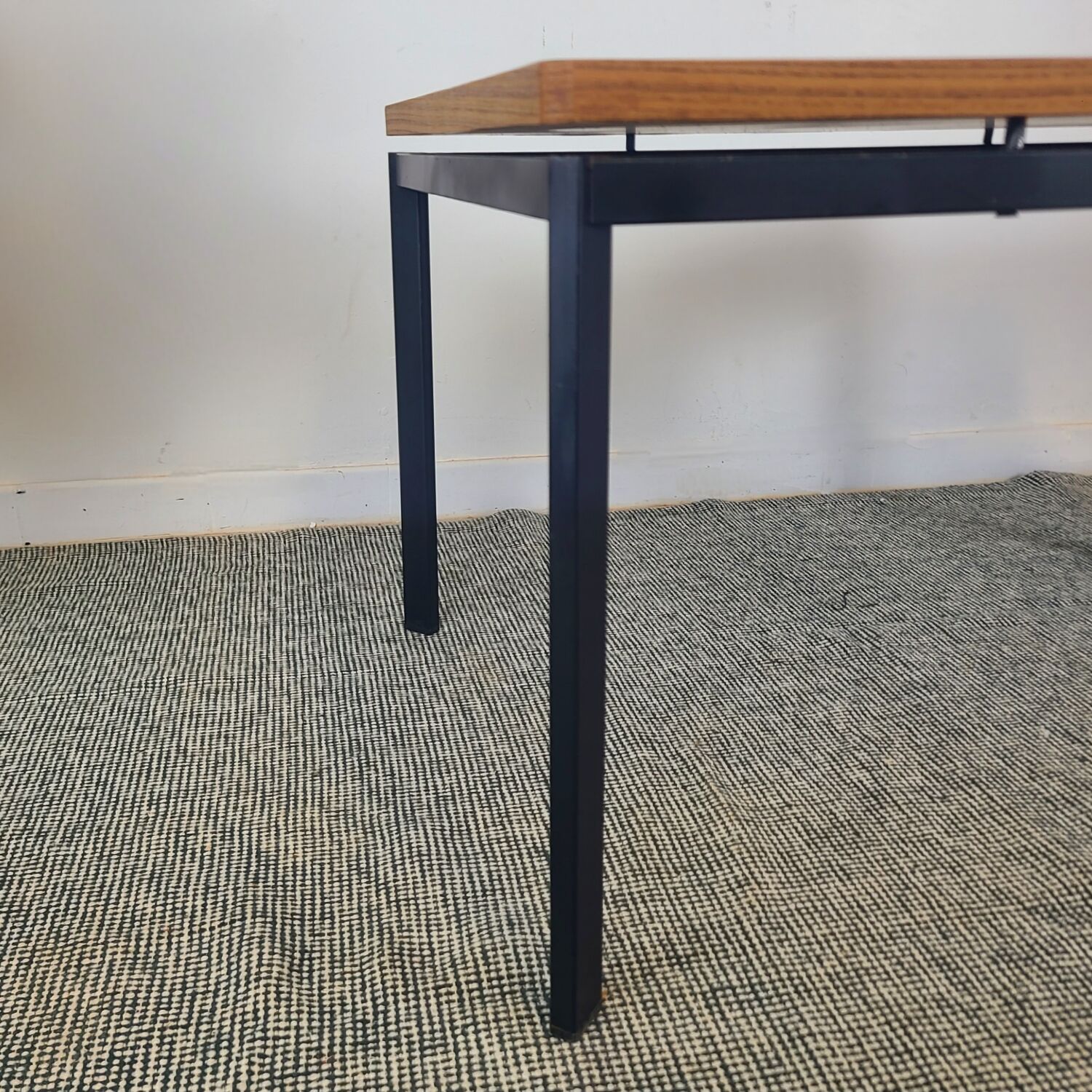 Vintage coffee table, minimalist modernist design, teak, 1960s.