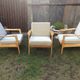 Vintage Scandinavian bench and armchairs of 4 pieces, 1 bench and 3 armchairs.