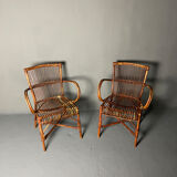 Pair of rattan armchairs 1930