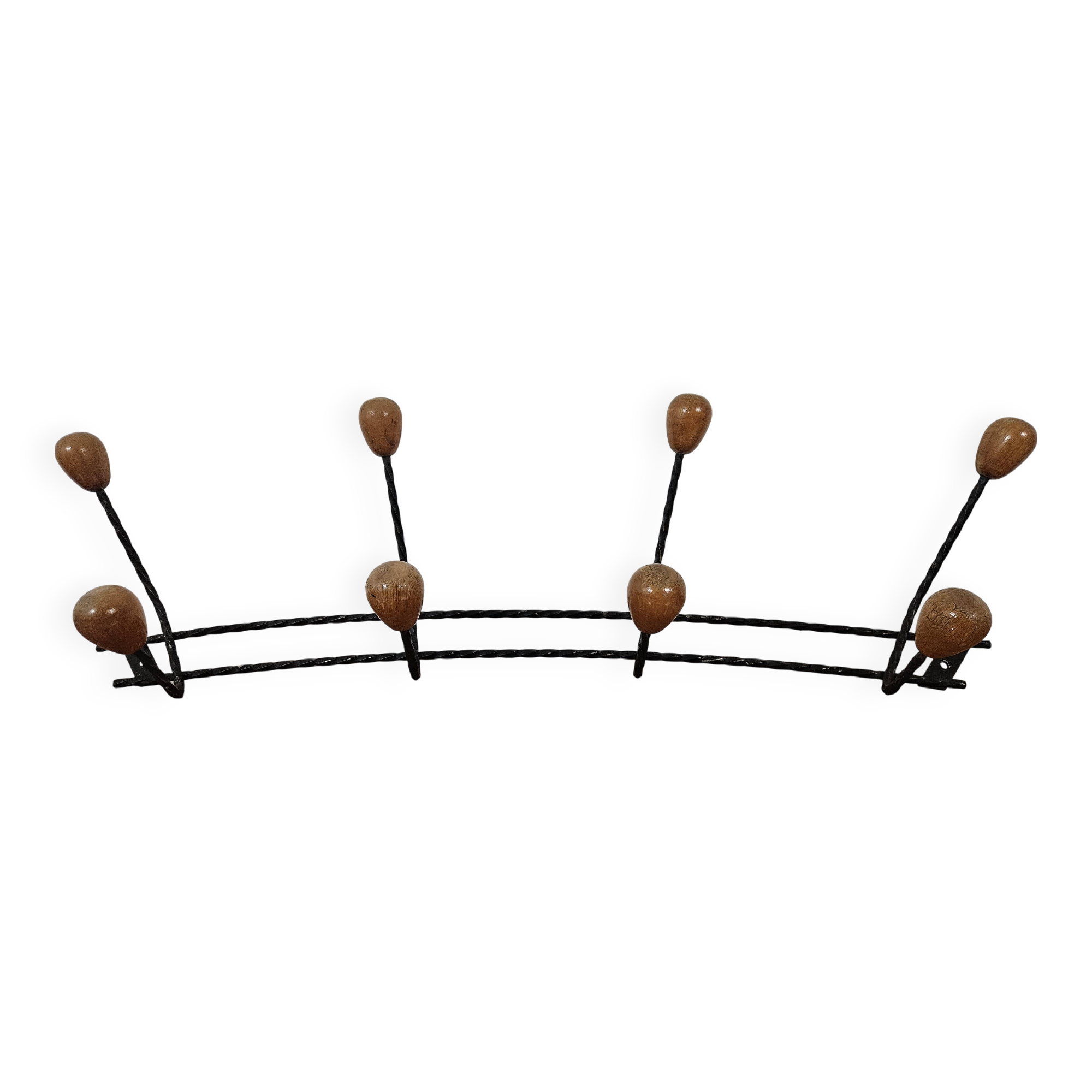 Vintage wall coat rack - Varnished wooden coat rack