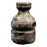 Vallauris glazed stoneware vase with abstract shapes