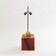 Lacquered Burl Wood Cube Table Lamp 1970s Hollywood Regency Glamour