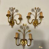 Italian Murano Glass Gilded Sconces