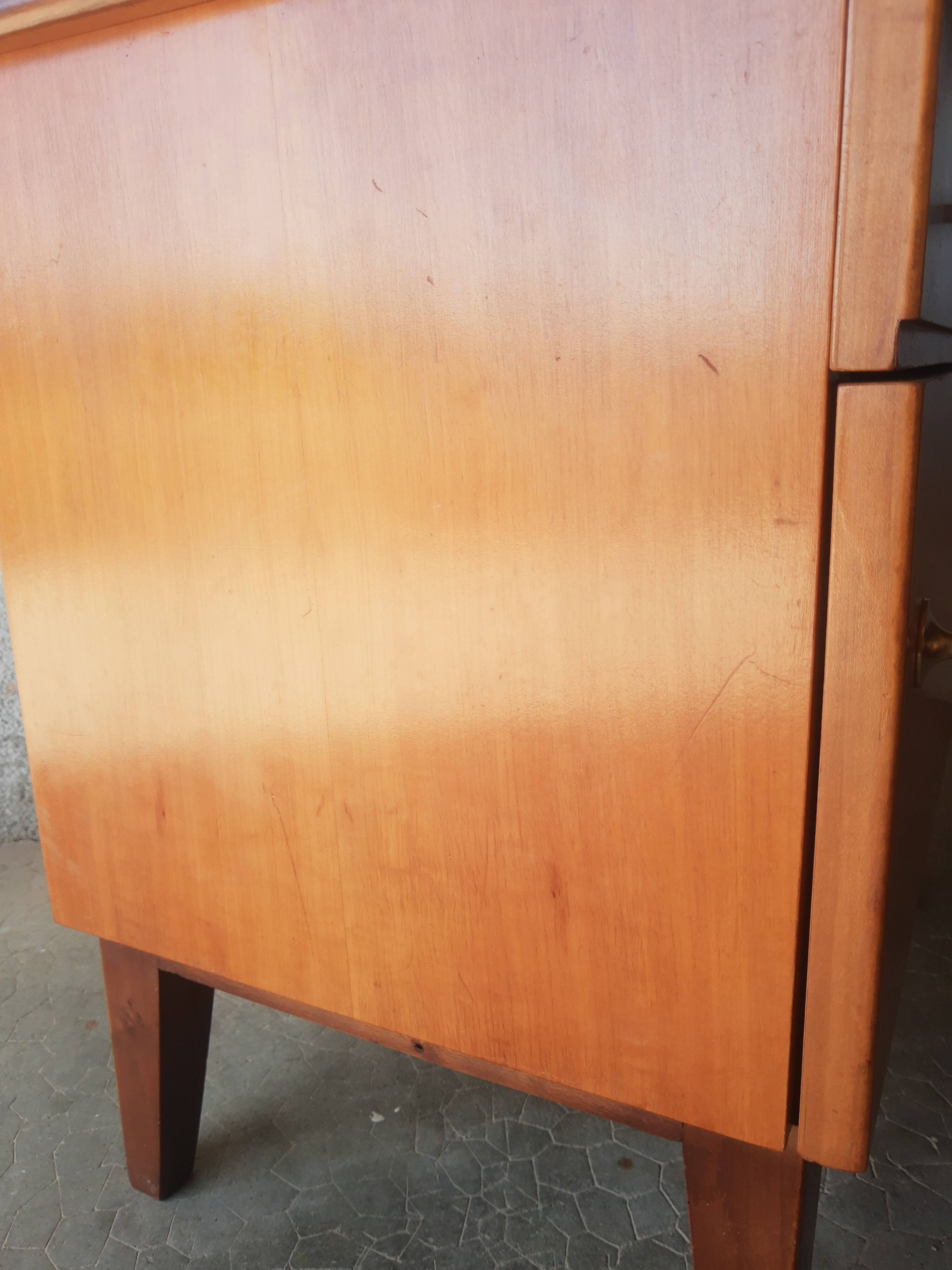 Vintage 70s light wood bedside table