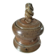 Covered pot in artisanal stoneware with an owl – signed Plume