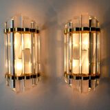 Pair of Venini wall lamps, cut glass, Murano, Italy, 1970