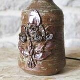 Sandstone lamp base decorated with flowers