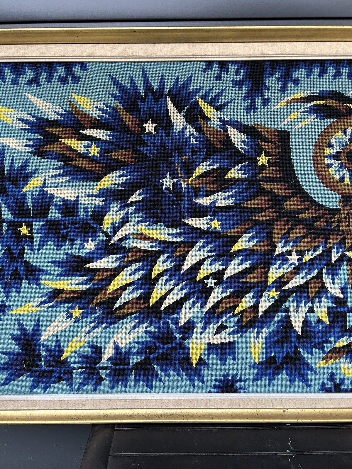 Vintage tapestry 70s Alain Cornic "La Nuit"
