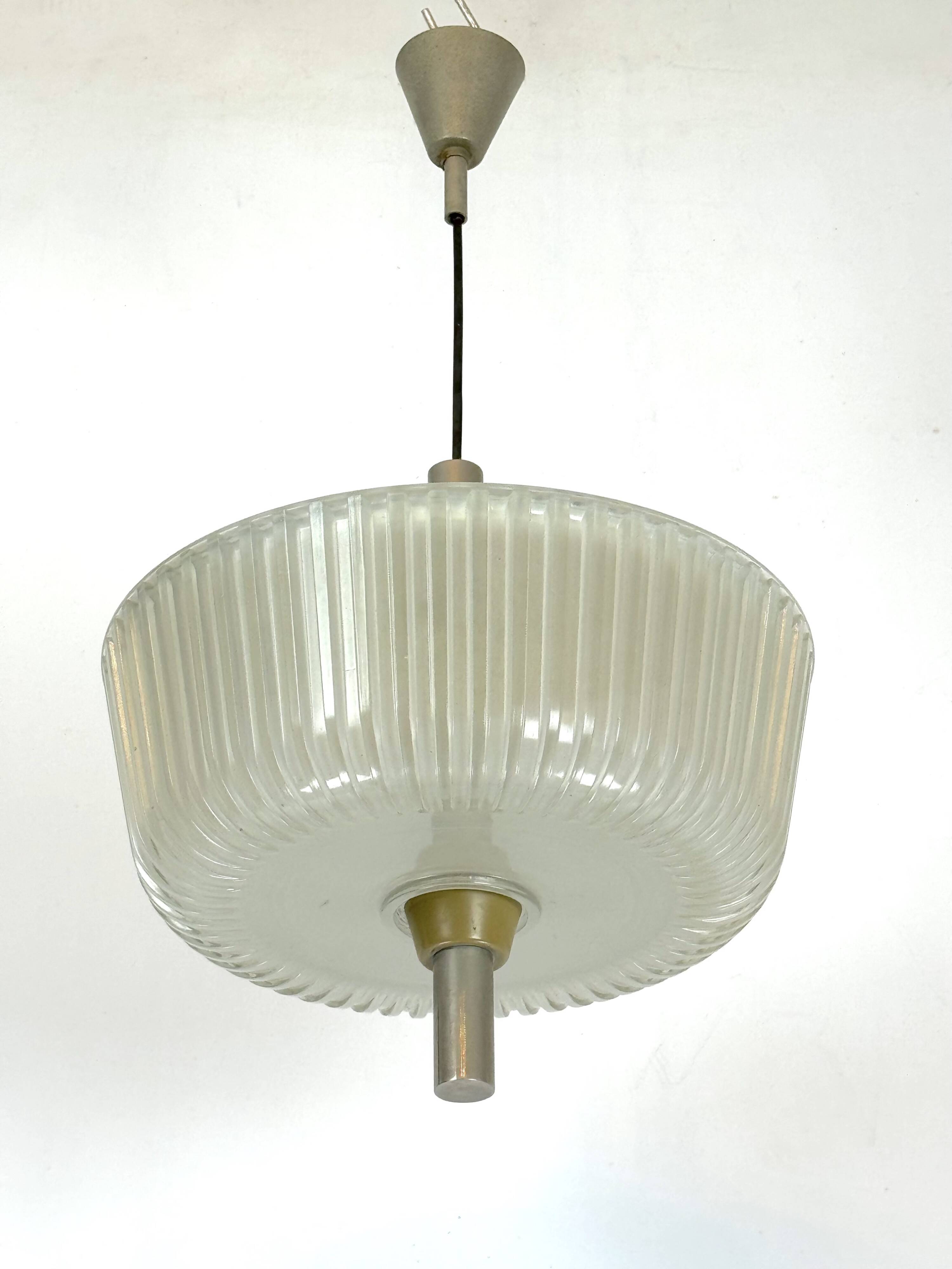 Seguso, Art Deco glass and metal chandelier from 40s