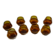 Set of 8 amber glasses & vintage rattan 1970