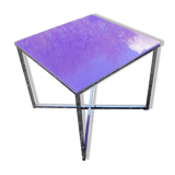 Table d'appoint verre et pied metal chromé