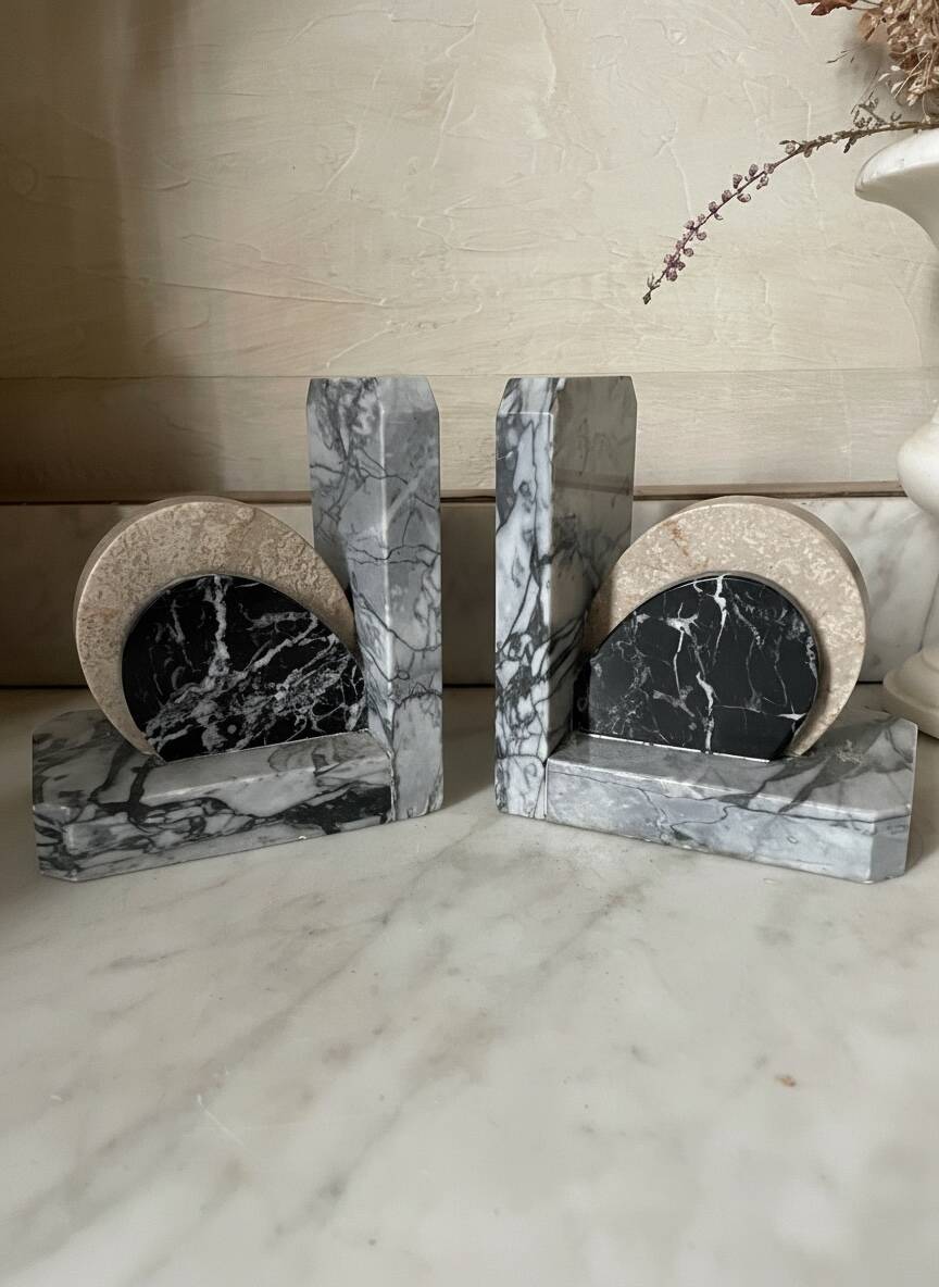 Art Deco marble bookends