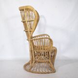 Fauteuil design en rotin des années 1970 « Peacock Throne » par Rohe Noordwolde