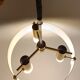 Italian 3-light suspension UFO brushed aluminium and golden brass 1970