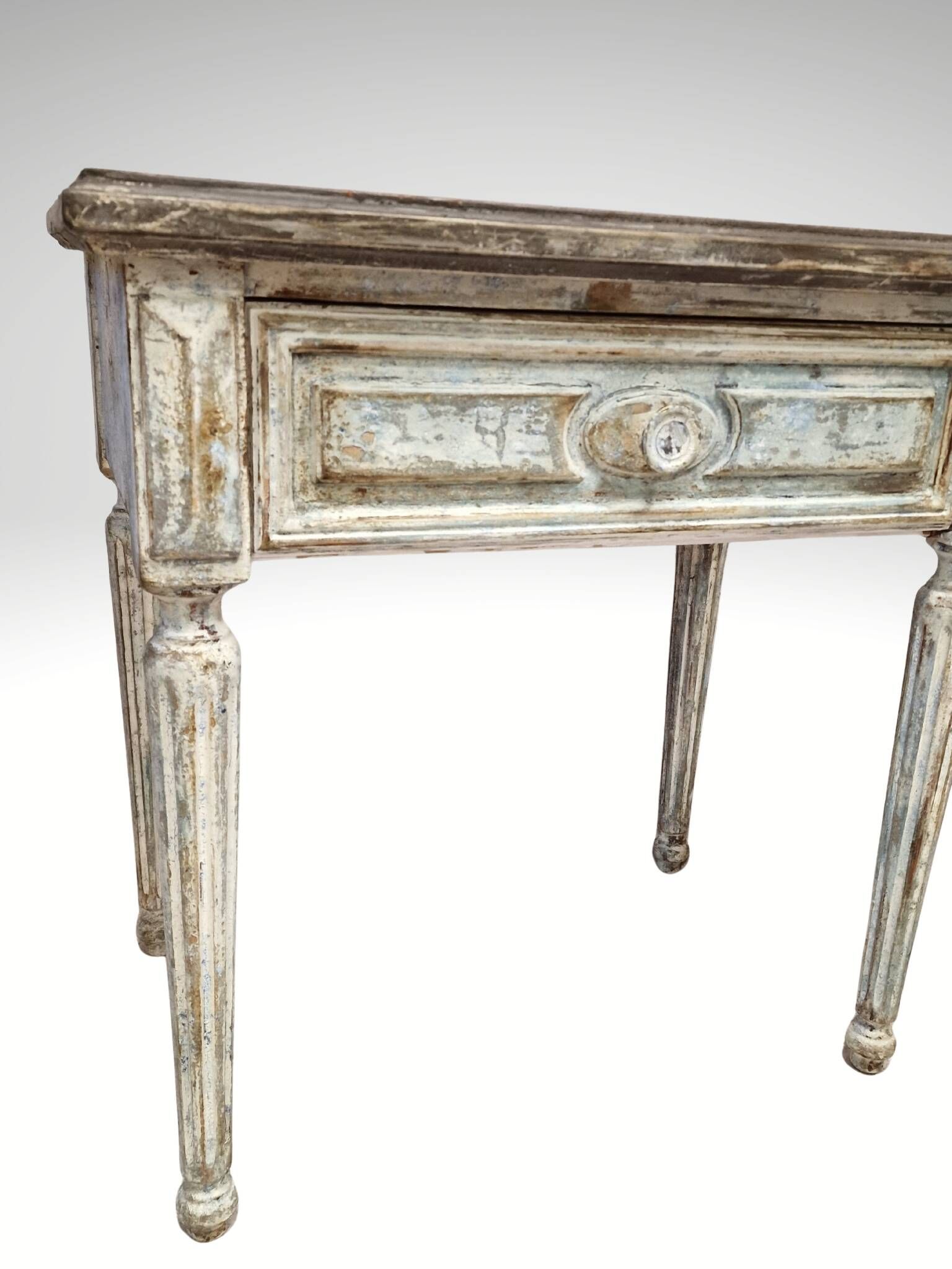 Pair of Louis XVI style bedside tables with patina