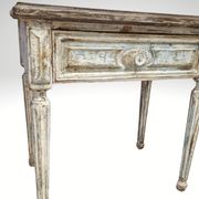 Pair of Louis XVI style bedside tables with patina