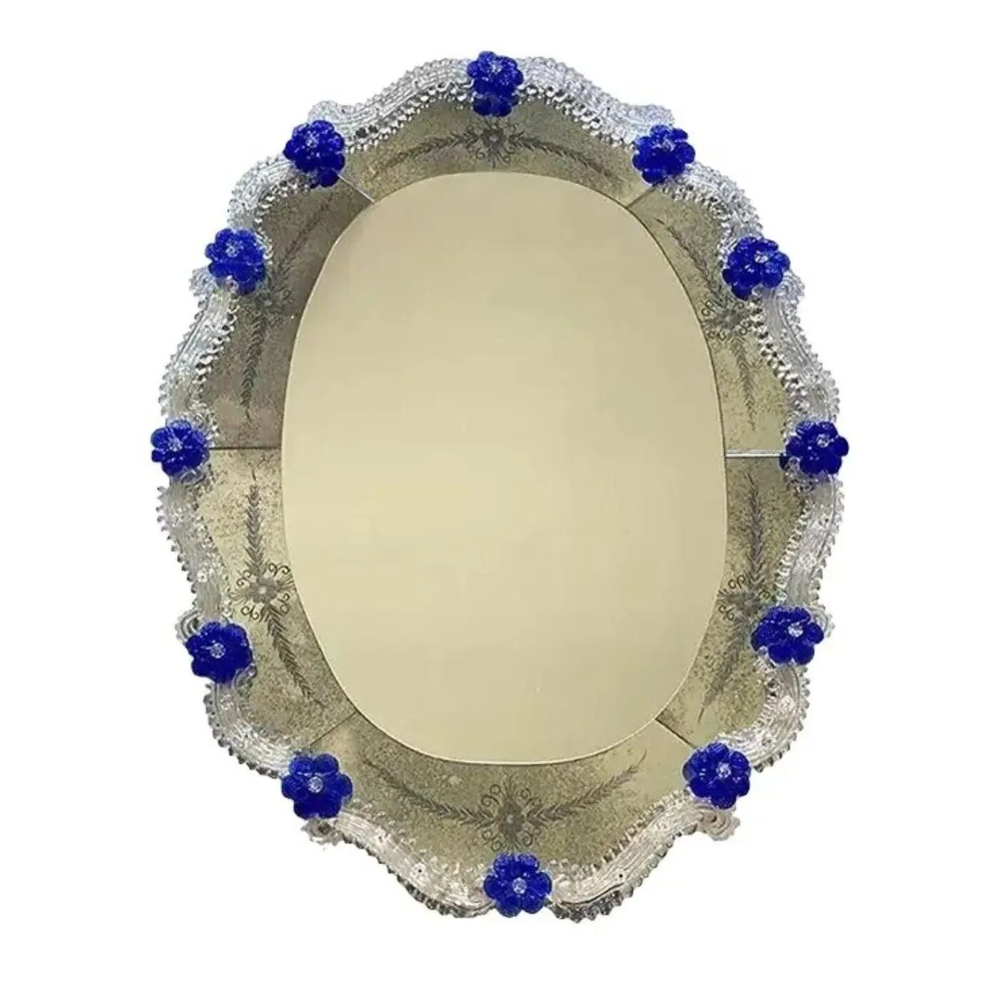 Vintage Simoeng Hand-Carved Venetian Oval Mirror