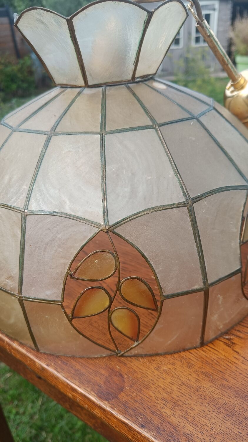 Mother-of-pearl and brass pendant light